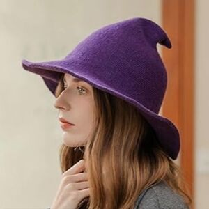 Knit cotton blend knit witches hat O/S